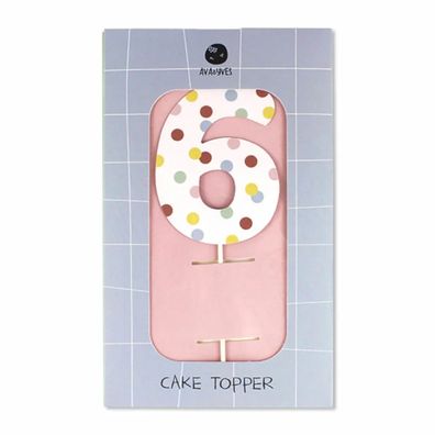 Ava & Yves Cake Topper Zahl 6 Holz Geburtstagskuchen