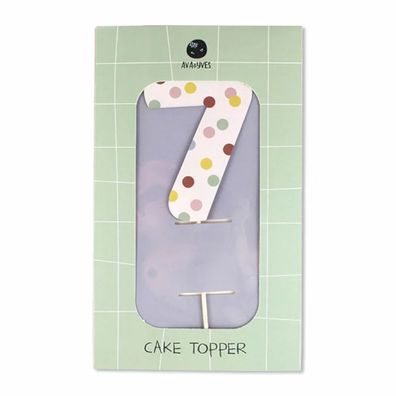 Ava & Yves Cake Topper Zahl 7 Holzsticker