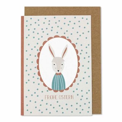 Ava & Yves Klappkarte Hase und Punkte "Frohe Ostern"