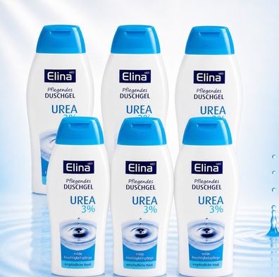 6x250ml Elina Pflegendes Duschgel Urea 3% milde Feuchtigkeitspflege Shower Gel