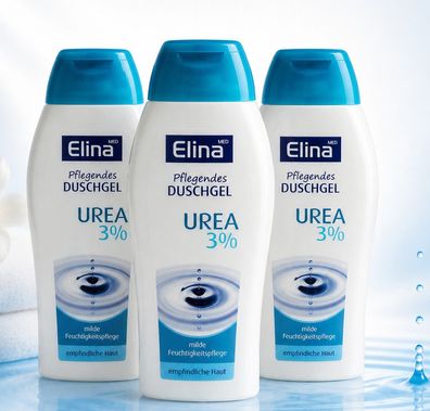 3x250ml Elina Pflegendes Duschgel Urea 3% milde Feuchtigkeitspflege Shower Gel