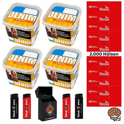 Denim Volumentabak Mega Box/Eimer 4x 210g + 2000 Winston Hülsen + Zubehör