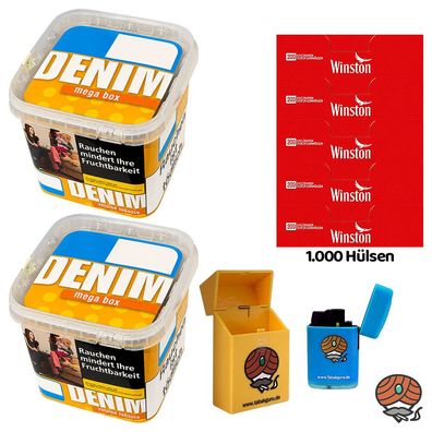 Denim Volumentabak Mega Box/Eimer 2x 210g + 1000 Winston Hülsen + Zubehör