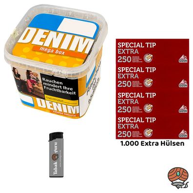 Denim Volumentabak Mega Box 210g Eimer + 1000 Gizeh Extra Hülsen + Zubehör