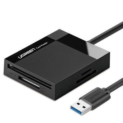 Ugreen CR125 USB 3.0 Kartenleser für SD/microSD/CF/MS mit 0.5m Kabel - Schwarz