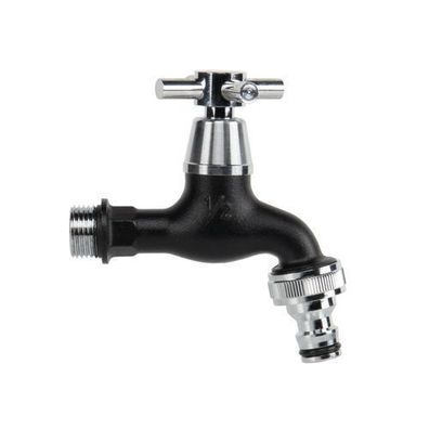 Gartenwasserhahn mit Kugelventil AG 1/2" 3/4" und Nippel Messing verchromt Kugelhahn