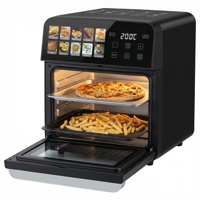 10L Heißluftfritteuse 1800W, Ölfrei 360 ° Heißluftfritteuse, Touchscreen, 11 Programm