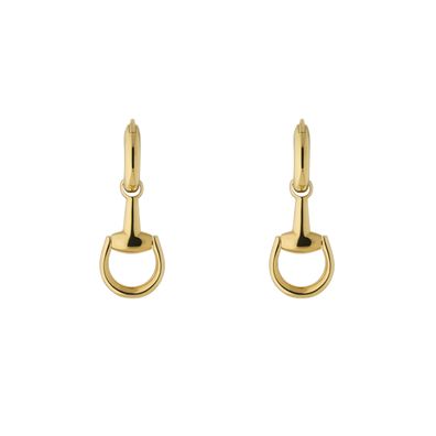 Gucci - YBD795656001 – Horsebit Creolen mit baumelndem Horsebit in Gelbgold