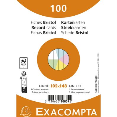 Karteikarte A6 Liniert 100St/Pkg st