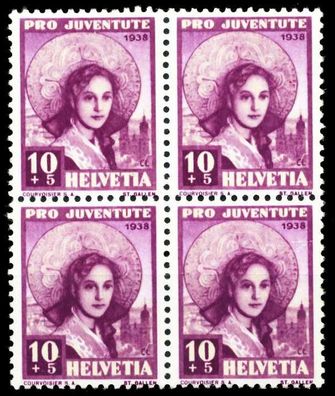 Schweiz PRO Juventute Nr 332 postfrisch Viererblock X54BC26