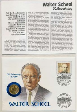 Numisbrief 1 MARK Vergoldet W SCHEEL X9206FA