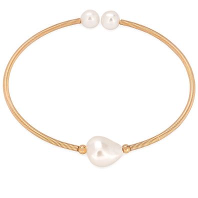 Charming open bracelet with natural pearls