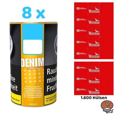Denim Volumentabak/Stopftabak Dose 8x 85g + 1600 Winston Hülsen