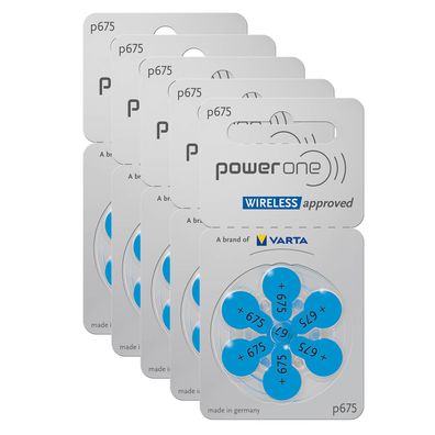 5x 6er Blister Varta Power One Hörgerätebatterien P675 Blau PowerOne PR44