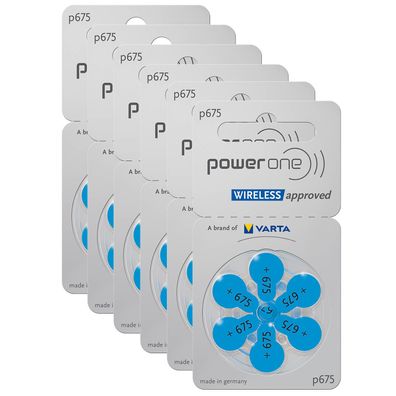 6x 6er Blister Varta Power One Hörgerätebatterien P675 Blau PowerOne PR44