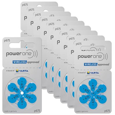 10x 6er Blister Varta Power One Hörgerätebatterien P675 Blau PowerOne PR44