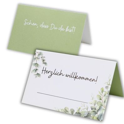 50 Tischkarten Herzlich Willkommen für Hochzeit Geburtstag Feier Platzkarten