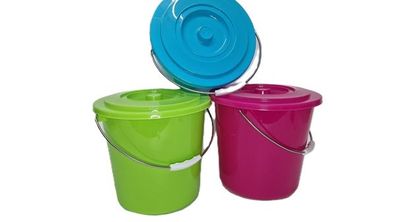 Eimer mit Deckel Kunststoff Metallbügel farbig 10 ltr 28 x 26 cm 1 Stück