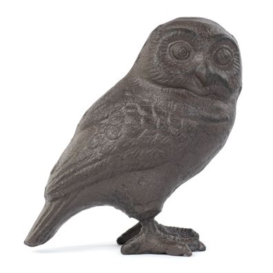 Moritz Eulen Figur Gusseisen 15 cm braun Gartendeko Dekofigur Waldkauz Optik Vogel Te
