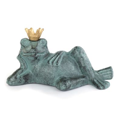 Moritz Froschkönig Deko Figur Gusseisen türkis gold 11 cm Gartenfigur Tierfigur Krone