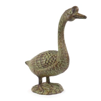 Moritz Gans Deko Figur Gusseisen grün braun 27 cm breit Gartenfigur Tierfigur stehend