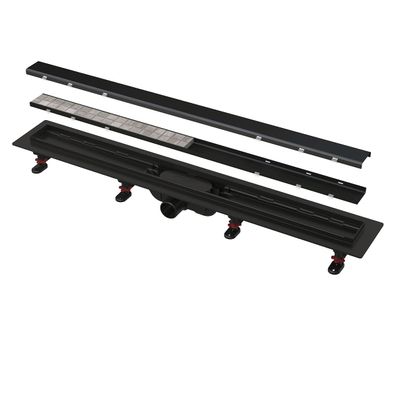 Alcadrain APZ19BLACK Simple Duschrinne mit Rand für den Beidseitiger Rost 650mm
