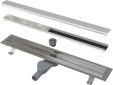Alcadrain APZ13-DOUBLE6 Fit and Go Duschrinne mit Rand für den Beidseitiger Rost