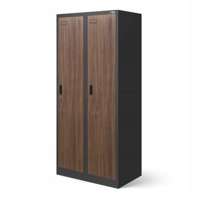 Stahlspind Garderobenschrank Spind Kleiderspind 180x80x50 cm Anthrazit-Holzoptik