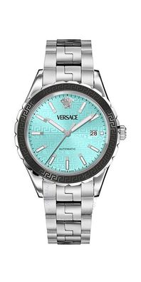 Versace Greca Classic Herrenuhr silber tuerkis Automatic