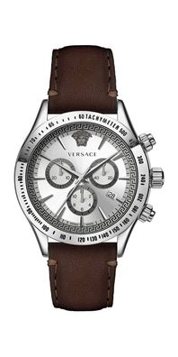 Versace Greek Chronograph Herrenuhr silber braun