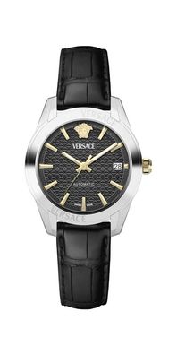 Versace Greca Classic Damenuhr Automatic silber schwarz