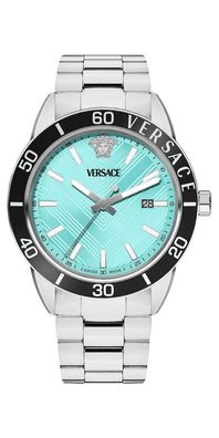 Versace Greca Herrenuhr silber tuerkis