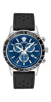 Versace Sport Chrono Herrenuhr silber schwarz blau