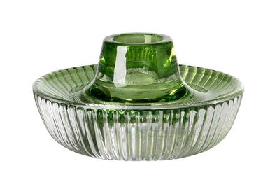 Fink LISSY, Teelichthalter, Leuchter, Glas, Struktur, grün, L. 10 cm, B. 10 cm,
