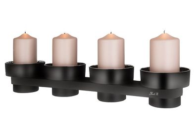 Fink TUVA, Leuchter, 4-flammig, Aluminium, pulverbeschichtet, glänzend, schwarz,