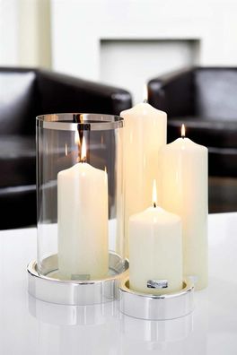 Fink CANDLE, gelackte Stumpenkerze, Paraffin, creme, L. 8 cm, B. 8 cm, H. 15 cm,