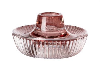 Fink LISSY, Teelichthalter, Leuchter, Glas, Struktur, rose, L. 10 cm, B. 10 cm,