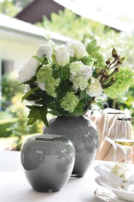 Fink LOSONE, Vase, Opalglas, grau opal, L. 21 cm, B. 21 cm, H. 20 cm, D. 20 cm 115002
