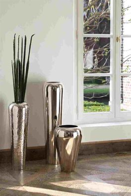 Fink TUTZI, Vase, vernickelt, Eisen, glatt, silberfarben, L. 24 cm, B. 24 cm, H