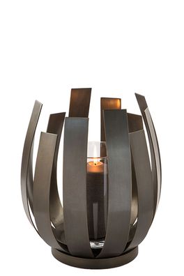 Fink ORFEA, Windlicht mit Glas, Edelstahl , glatt, antik bronze, H. 30 cm, D. 28