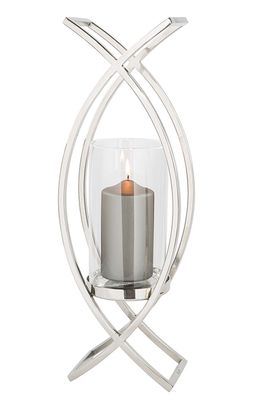 Fink MADDOX, Windlicht mit Glas, Edelstahl , Glas, silber, L. 19 cm, B. 13.5 cm,