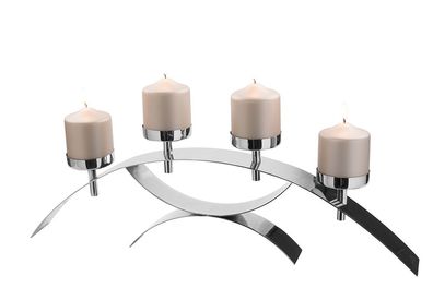Fink DIVINA, Leuchter, 4-flammig, Edelstahl , vernickelt, glatt, silberfarben, L
