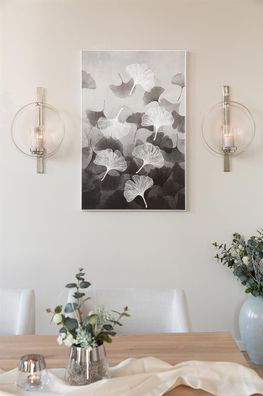 Fink Clarion, Wandleuchter, Edelstahl , vernickelt, Glas, gehämmert, silberfarben,