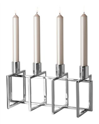 Fink ELLIOT, Leuchter, 4-flammig, Edelstahl , Aluminium, vernickelt, glänzend,