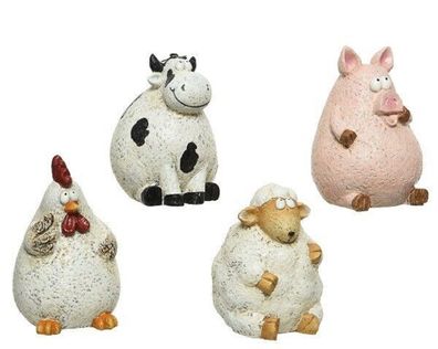 Gartenfigur Tierfigur Schaf Kuh Schwein Huhn H 18,5 cm - Stückpreis