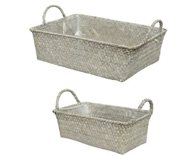 Dekokorb Aufbewahrungsbox Seegras Höhe 10 cm 2er Set