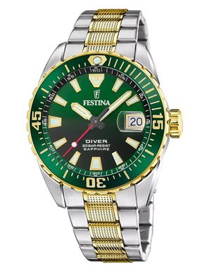 Festina Taucheruhr The Originals F20706/2 Edelstahl, Gold plattiert, Grün
