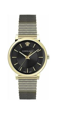 Versace V Circle Unisex Armbanduhr Schwarz Gold