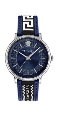 Versace V Circle Herrenarmbanduhr Blau Silber