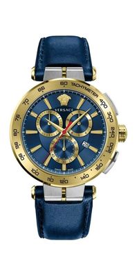 Versace Aion Chronograph Herrenarmbanduhr Blau Gold